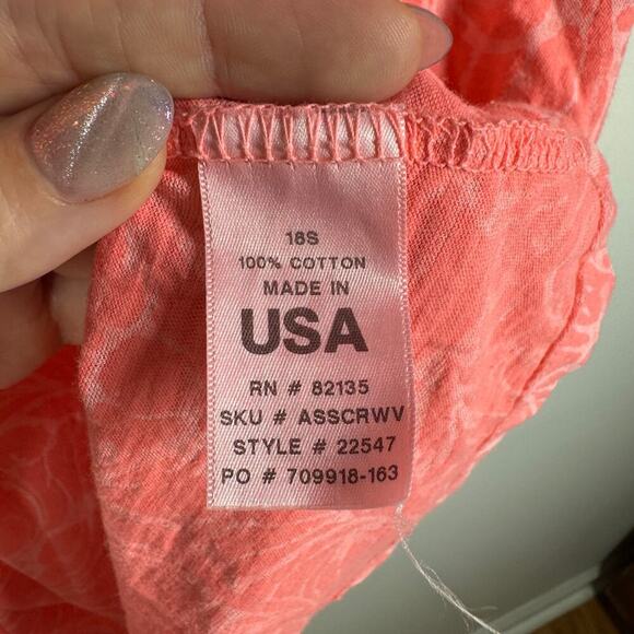 Fresh Produce Top Women XL Peach Coral  Short Sleeve Cold Shoulder Spring Floral - Picture 4 of 6